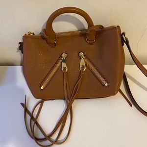 RebeccaMinkoff natural leather brown crossbody bag